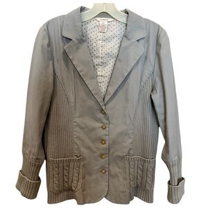 Sundance light gray mixed media knit sweater blazer jacket size 8